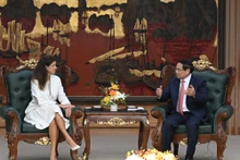 Le Premier ministre Pham Minh Chinh et Mavi Zingoni, PDG du secteur de l'énergie de la société GE Vernova (États-Unis). Photo : NDEL