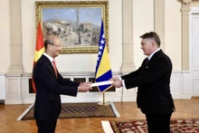 Lors de la cérémonie de présentation des Lettres de créance. Photo : VOV