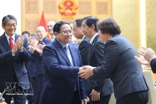 Le Premier ministre et des représentants d'entreprises japonaises. Photo : VNA