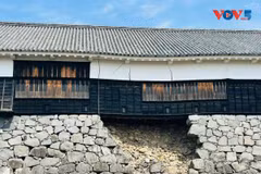 Le séisme de 2016 a causé d'importants dégâts au château de Kumamoto, et les réparations ne sont pas encore terminées. Photo: VOV-Tokyo 