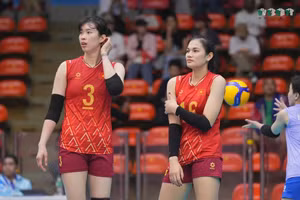 De membres de l'équipe féminine vietnamienne de volley-ball participant aux 33èmes Jeux d'Asie du Sud-Est. Photo : VNA.