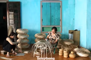Dans une modeste maison nichée au cœur du quartier 10 de Phuc Tho (arrondissement de Vinh Loc, province de Nghe An), le bruit des lanières de bambou que l’on fend et des ouvrages tressés résonne chaque jour avec régularité. Photo : tienphong.vn
