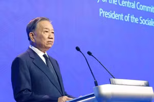 Le Secrétaire général du Parti communiste et président, To Lam, lors du Dialogue de Shangri-La. Photo : VNA
