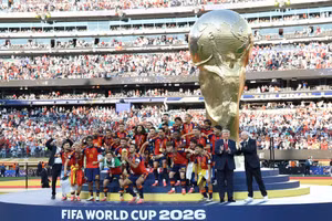 L'Espagne célèbre sa victoire contre l'Argentine en finale de la Coupe du monde 2026 à East Rutherford, dans le New Jersey, aux États-Unis, le 19 juillet 2026. Photo : XINHUA.