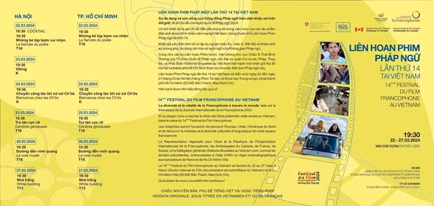 Liste des films qui seront projetés dans le cadre du festival. Photo : VNA. Liste des films qui seront projetés dans le cadre du festival. Photo : VNA.