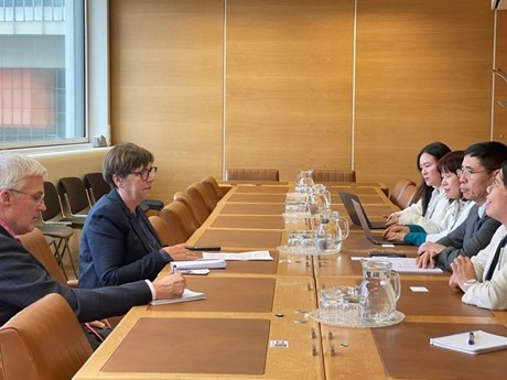 L'auditeur général adjoint Nguyen Tuan Anh travaille avec les représentants de l'ONUDC. Photo: VNA.