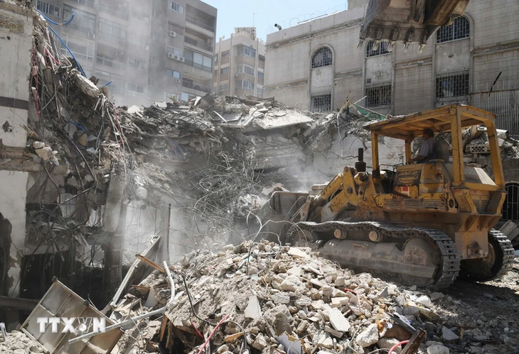 Le consulat iranien à Damas, en Syrie, le 2 avril, au lendemain de l'attaque israélienne. Photo : Xinhua/VNA.