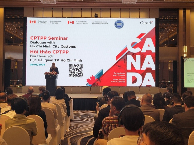 Vue générale du séminaire intitulé « CPTPP - Dialogue avec le département des douanes de Hô Chi Minh-Ville », le 28 mars à Hô Chi Minh-Ville. Photo : baoquocte.vn.