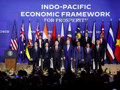 Dirigeants de 14 pays membres de l’IPEF à San Francisco, États-Unis, novembre 2023. Photo : VNA.