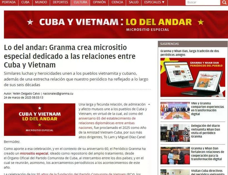 Capture d'écran du sous-site Web. Photo : VNA.