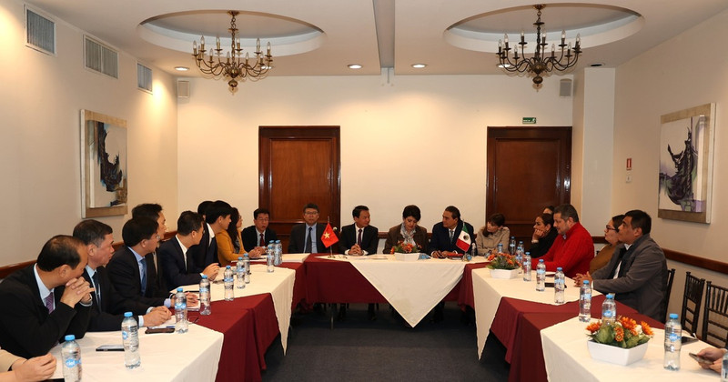 La réunion entre la délégation de la province de Lao Cai et le secrétaire général du Parti travailliste (PT) du Mexique, Alberto Anaya Gutierrez. Photo : VNA.
