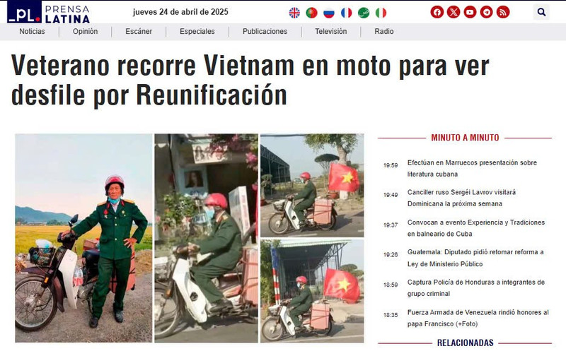 Article sur l'ancien combattant vietnamien Tran Van Thanh sur la Prensa Latina. Photo : capture d'écran