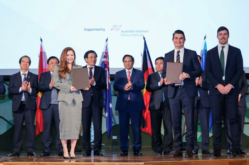 Cérémonie de signature du protocole d’accord entre MiGreen (Vietnam) et Biocare (Australie), le 5 mars, dans le cadre du Forum des affaires Vietnam — Australie à Melbourne. Photo : baodautu.
