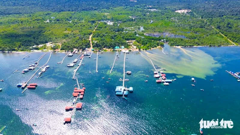 Le village de pêcheurs de Rach Vem (commune de Gành Dâu) vu du ciel. (Photo: Chi Công)