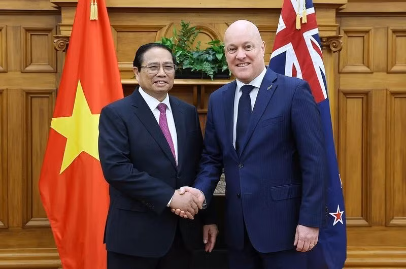 Le Premier ministre vietnamien Pham Minh Chinh (à gauche) et son homologue néo-zélandais Christopher Luxon, mars 2024 en Nouvelle-Zélande. Photo: VNA.