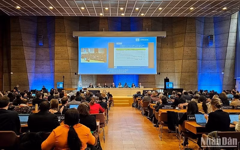 Lors de la 24e session de l'Assemblée générale des États parties à la Convention du patrimoine mondial, le 22 novembre 2023 à Paris, en France. Photo : NDEL.