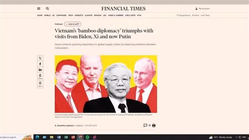 Le journal britannique Financial Times a estimé le 20 juin que le Vietnam avait récolté de bons résultats grâce à sa « diplomatie du bambou ».
