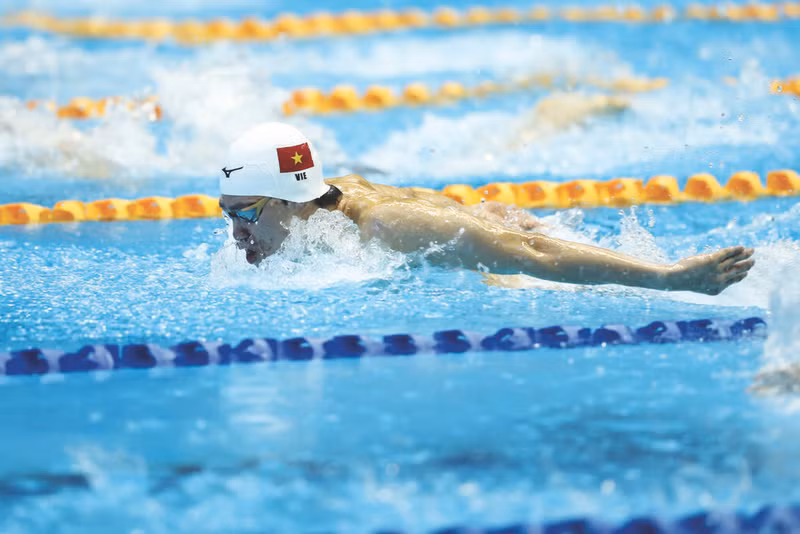 Le nageur Trân Hung Nguyên est l’un des figures prometteuses du pays en vue des prochains grands rendez-vous sportifs. Photo: VNA.