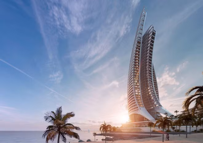 L’Aspiration Tower promet de devenir un nouveau symbole de l’île des perles lorsqu’elle sera achevée à temps pour l’APEC 2027 à Phu Quôc. Source : Sun Group.