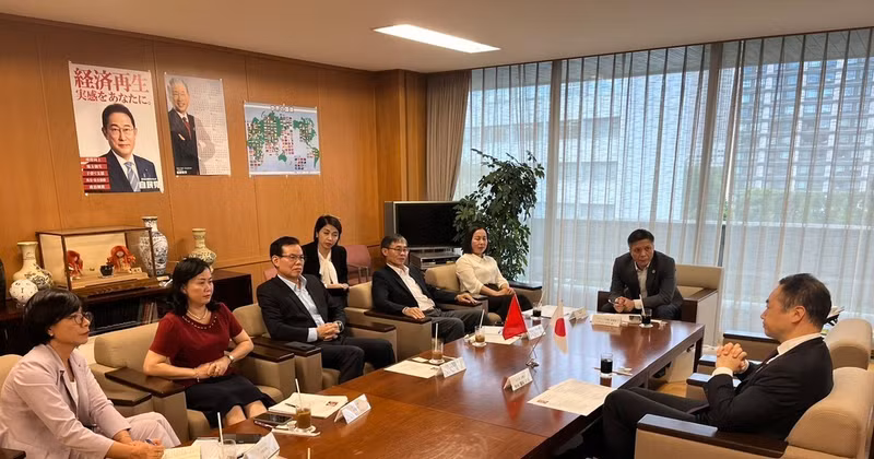 La délégation de mobilisation de masse du Parti travaille avec des représentants du Parti libéral-démocrate (PLD) du Japon. Photo : VNA.