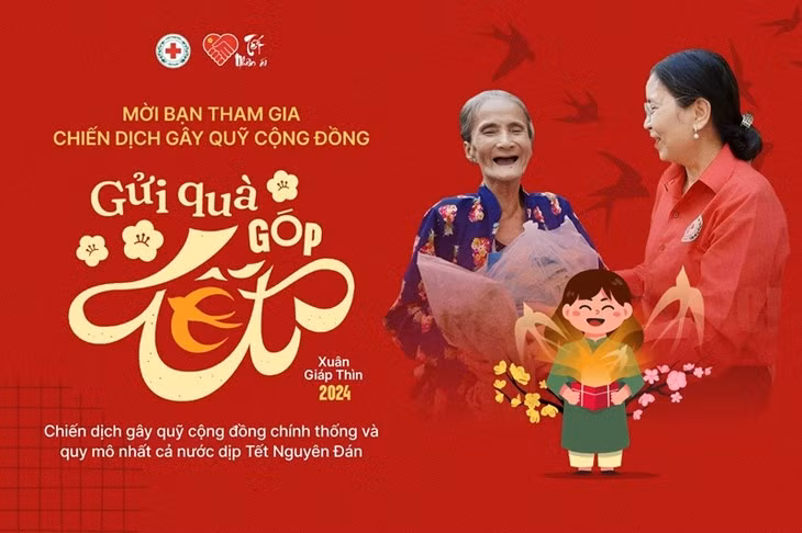 Avec chaque SMS avec le mot 'TET' envoyé à 1409, vous contribuez 20.000 dongs au fonds d'achat de cadeaux de Têt pour les personnes démunies. Photo: La Croix-Rouge vietnamienne.