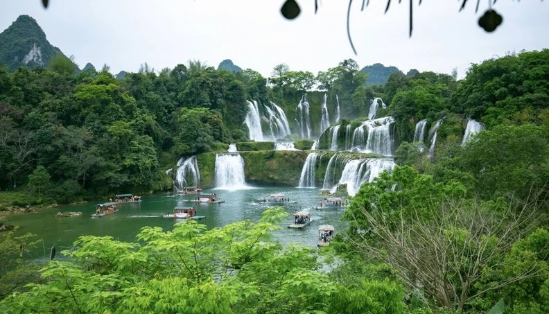 La cascade de Ban Gioc, dans la commune de Dam Thuy, district de Trung Khanh, la perle du tourisme de Cao Bang. 