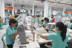 Ouvrières travaillant dans la Sarl de confection VietGlory, commune de Dien Truong, province de Nghe An. Photo : VNA.