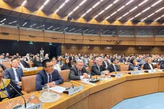 L’ambassadeur Vu Le Thai Hoang, chef de la Mission permanente du Vietnam auprès des Nations unies et des organisations internationales à Vienne, s'exprime lors de l'événement. Photo : VNA.