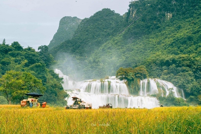La cascade de Ban Giôc, située dans le district de Trùng Khanh à environ 90 km de la ville de Cao Bang, est la plus grande cascade d’Asie du Sud-Est. La cascade de Ban Giôc, située dans le district de Trùng Khanh à environ 90 km de la ville de Cao Bang, est la plus grande cascade d’Asie du Sud-Est.