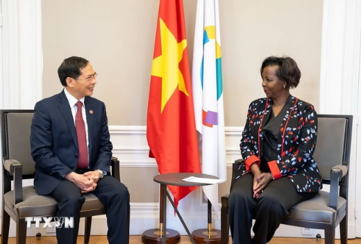 Le ministre des Affaires étrangères Bui Thanh Son et secrétaire générale de l’OIF, Louise Mushikiwabo. Photo: VNA Le ministre des Affaires étrangères Bui Thanh Son et secrétaire générale de l’OIF, Louise Mushikiwabo. Photo: VNA