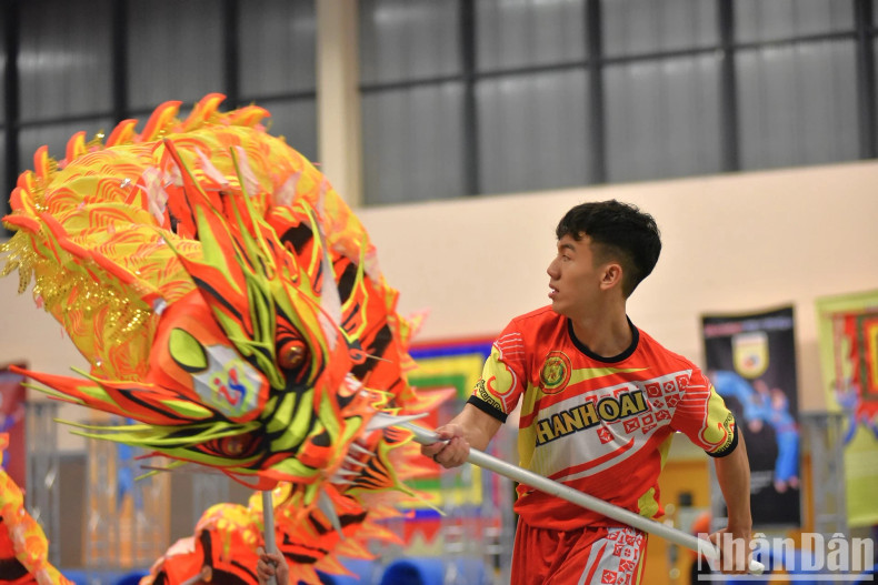 La danse du lion et du dragon, très populaire, est un art ancré dans la culture vietnamienne. Il s’agit d’une combinaison d’arts martiaux traditionnels et d’instruments de musique. Des danseurs conduisent le lion en se déplaçant au rythme du tambour. Le son des tambours est tantôt fort et animé, tantôt doux et profond, rendant la danse plus vivante et attrayante.
