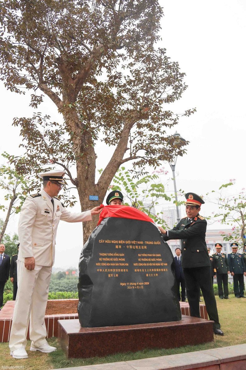 Plantation d'arbres d'amitié à la frontière Vietnam - Chine. Photo: baoquocte.vn.