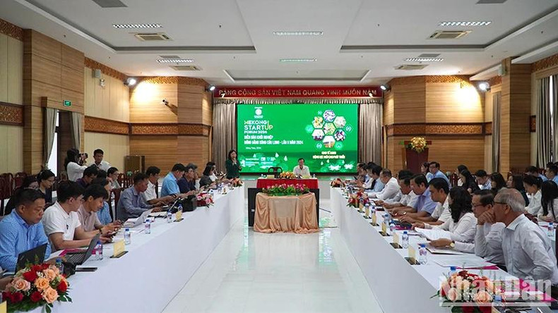 Vue générale de la conférence de presse sur le 2e Forum des startups du delta du Mékong. Photo: NDEL. Vue générale de la conférence de presse sur le 2e Forum des startups du delta du Mékong. Photo: NDEL.