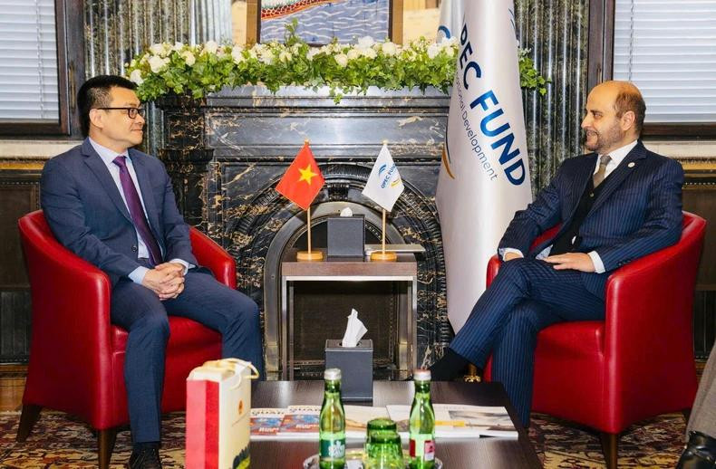 Selon l'ambassadeur Vu Le Thai Hoang, les domaines prioritaires du Fonds de l'OPEC, soit dans les secteurs publics ou privés, sont adaptés aux orientations de développement du Vietnam, notamment celles en matière de transformation verte, de transformation numérique, de réponse au changement climatique et de transition énergétique. Photo : Ambassade du Vietnam en Autriche.