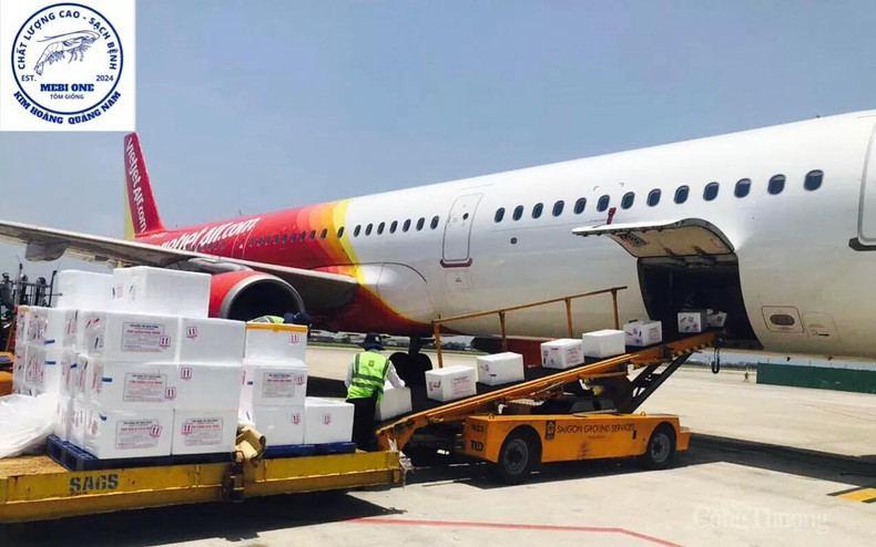 Les crevettes reproductives de la société Kim Hoang sont transportées par avion vers Taiwan (Chine). Photo: congthuong.vn Les crevettes reproductives de la société Kim Hoang sont transportées par avion vers Taiwan (Chine). Photo: congthuong.vn