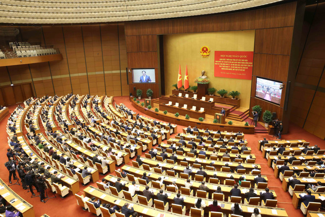 Conférence nationale sur le dressement du bilan de la mise en œuvre de la Résolution n° 18-NQ/TW du Comité central du Parti (12e mandat). Photo : VNA.