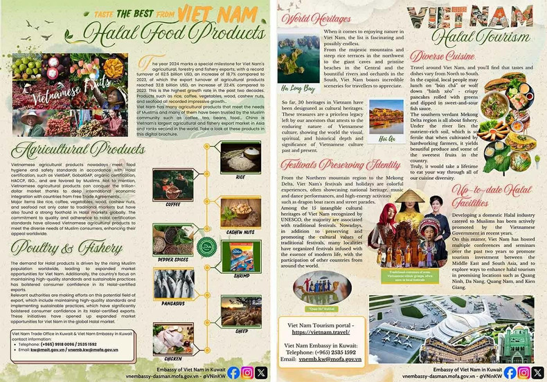 Brochure sur le potentiel du Vietnam dans le développement du marché Halal. Photo : Ambassade du Vietnam au Koweït. Brochure sur le potentiel du Vietnam dans le développement du marché Halal. Photo : Ambassade du Vietnam au Koweït.