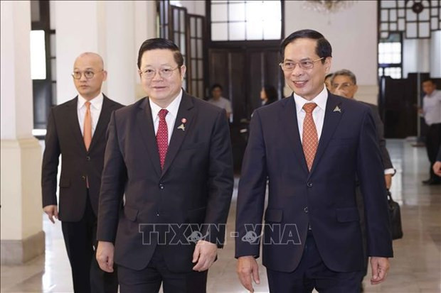 Le ministre vietnamien des Affaires étrangères Bui Thanh Son et le secrétaire général de l'ASEAN, Kao Kim Hourn. Photo : VNA
