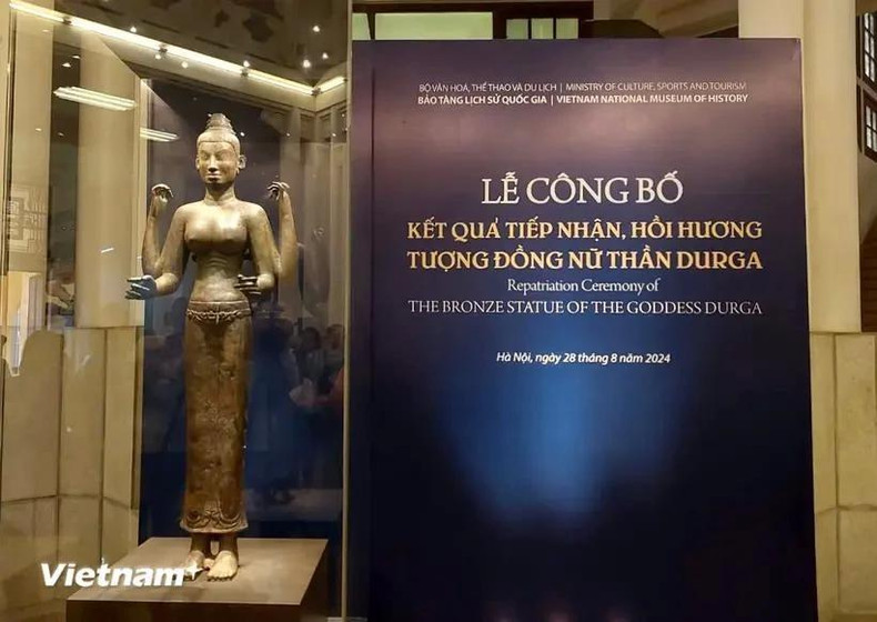 La statue de la déesse Durga rapatriée du Royaume-Uni. Photo : VNA.