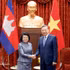 Le secrétaire général du PCV et président vietnamien, To Lam, et la présidente de l'Assemblée nationale cambodgienne, Samdech Khuon Sudary. Photo : VNA.