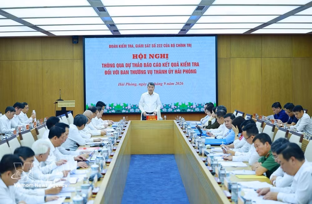 La conférence a adopté le projet de rapport sur le résultats de la troisième phase d’inspection et de surveillance de la permanence du Comité du Parti de la ville de Hai Phong. Photo : VNA.