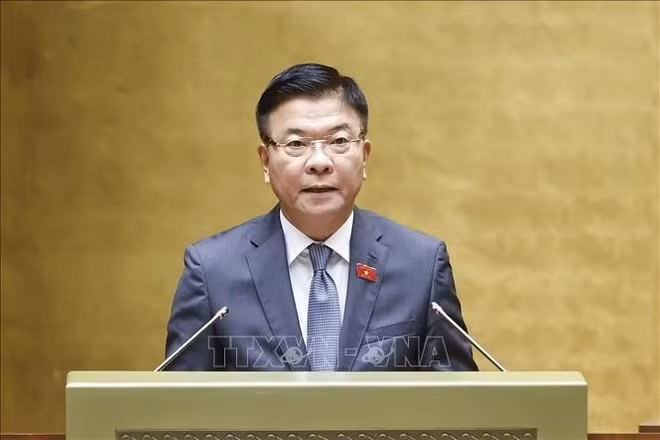 Le vice-Premier ministre Le Thanh Long prend la parole. Photo : VNA.