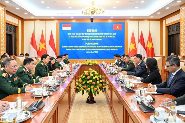 Entretien entre Phan Van Giang et jafrie Sjamsoeddin. Photo : VOV entretien.jpg