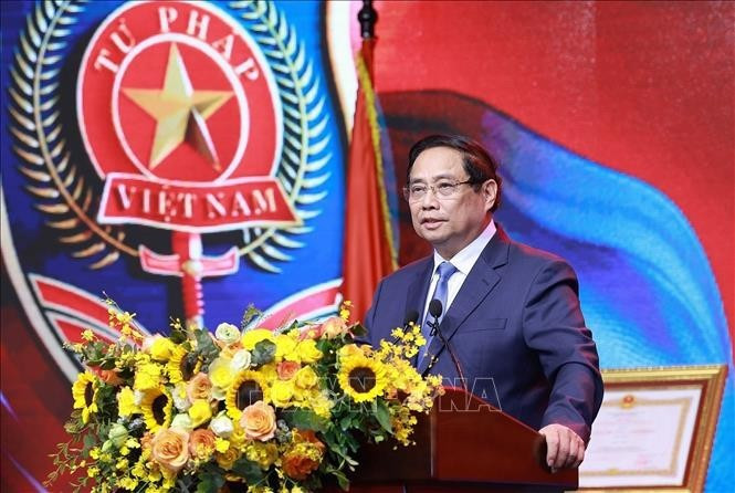 Le Premier ministre Pham Minh Chinh prend la parole. Photo : VNA. pm.jpg