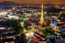 Le centre de la province fleurie de Lam Dong resplendit de mille couleurs dans la nuit de Noël. Photo: nhandan.vn