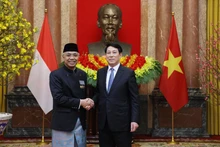 Le président de la République, Luong Cuong (droite), reçoit le 6 février à Hanoï l'ambassadeur d’Indonésie, Adam Mulawarman Tugio. Photo : VNA.