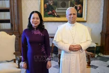 La vice-présidente de la République, Vo Thi Anh Xuan, et le pape Léon XIV. Photo . VNA.