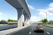 Vue d’ensemble de la ligne de métro de Phú Quốc sur la section aérienne. Photo : vnexpress.net