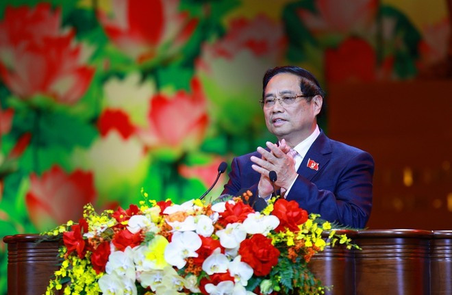 Le Premier ministre Pham Minh Chinh s'exprime. Photo: VNA