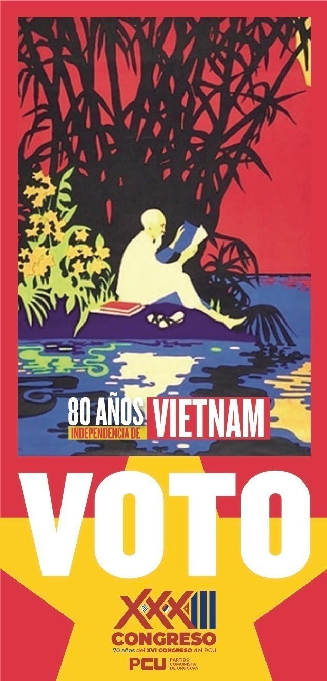 Les bulletins utilisés lors du Congrès comprenaient trois modèles illustrés par des affiches représentant le Président Hô Chi Minh et un autre portant une affiche montrant le peuple vietnamien engagé dans la production pendant la période de résistance contre l’agression étrangère, accompagnées des mentions « 80 ans de la Fête nationale du Vietnam » et « 33ᵉ Congrès nationaldu Parti communiste d’Uruguay (PCU) ».. Photo: VNA